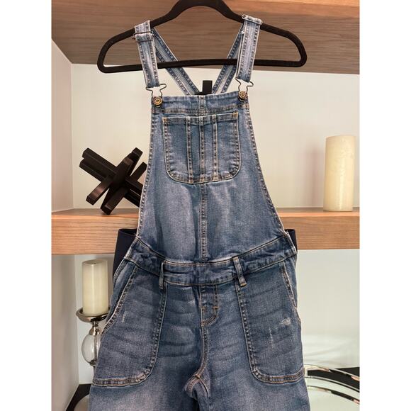 Indigo Blue Distressed Maternity Overalls - Picture 3 of 10